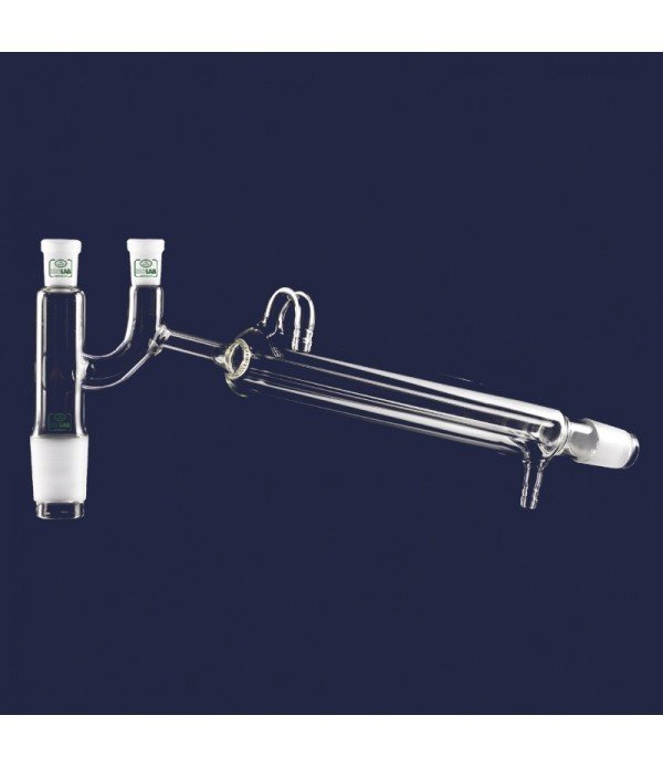 ISOLAB 065.57.002 distilasyon bağlantıları - kondenserli & Claisen başlıklı - standart - erkek şilif(ler) : NS 14/23 - kondenser uzunluğu 250 mm