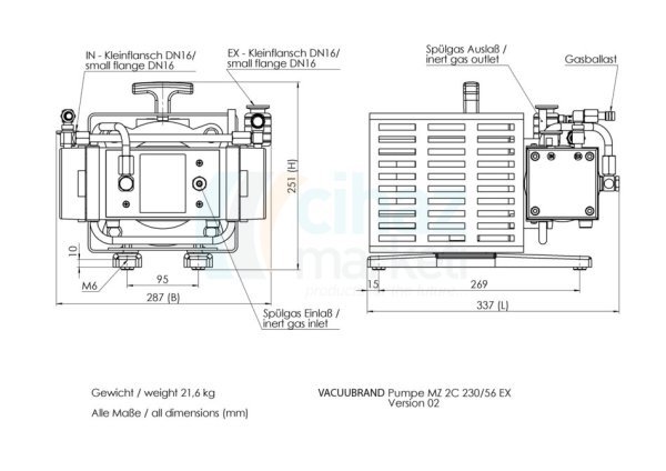 Vacuubrand MZ 2C EX ATEX Vakum Pompası