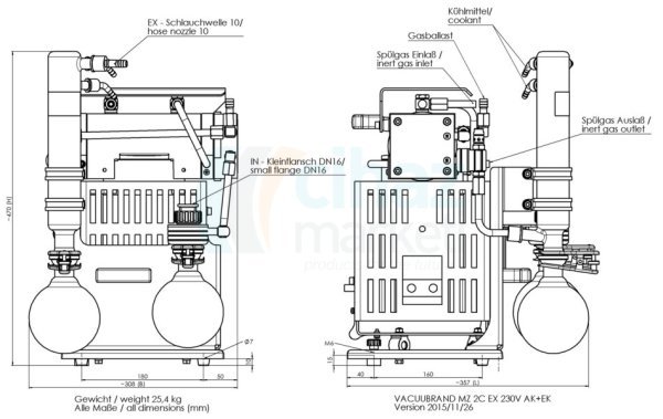 Vacuubrand MZ 2C EX + AK + EK ATEX Vakum Pompası