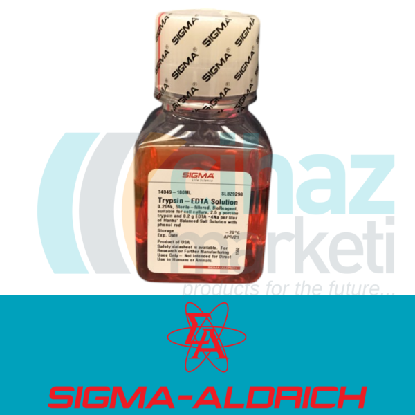 Sigma-Aldrich T4049-100ML .25% TRYPSIN-EDTA SOLUTION, 0.25%, STERILE-FILTERED, BIOREAGENT, SUITABLE FOR CELL CULTURE, 2.5 G PORCINE TRYPSIN AND 0.2 G EDTA, 4NA PER LITER OF HANKS′ BALANCED SALT SOLUTION WITH PHENOL RED