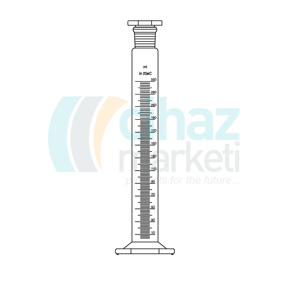 Çalışkan Cam Teknik LG025.27.0050 Mezür, Uzun Tip, Altıgen Tabanlı, Şilifli 50 ml Hacim