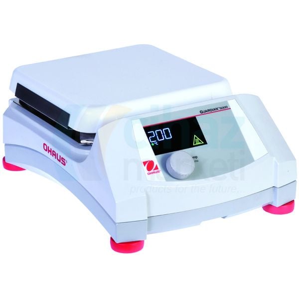 OHAUS e-G51HP07C Isıtıcı Tabla (Hotplate), Oda Sıc -500°C, 15litre, 17.8 x 17.8 cm Seramik Tabla, Dijital Ekran