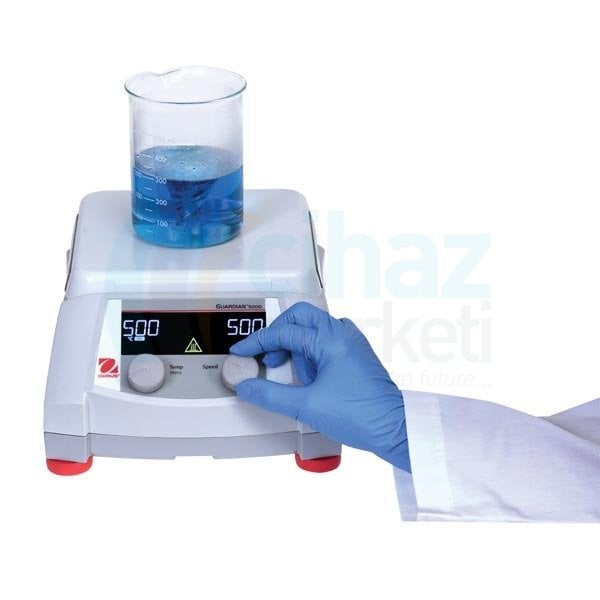 OHAUS e-G51HS07C Isıtıcılı Manyetik Karıştırıcı, 60-1600 rpm, Oda Sıc-500°C, 15l, 17.8x17.8cm, Seramik, Dijital