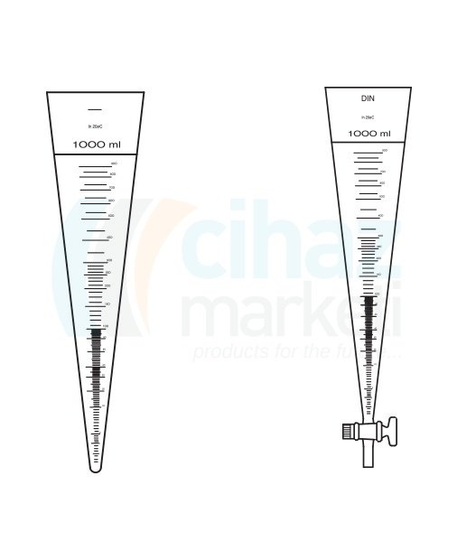Çalışkan Cam Teknik LG025.35.1000  Imhoff hunisi, Musluksuz 1000 ml Hacim