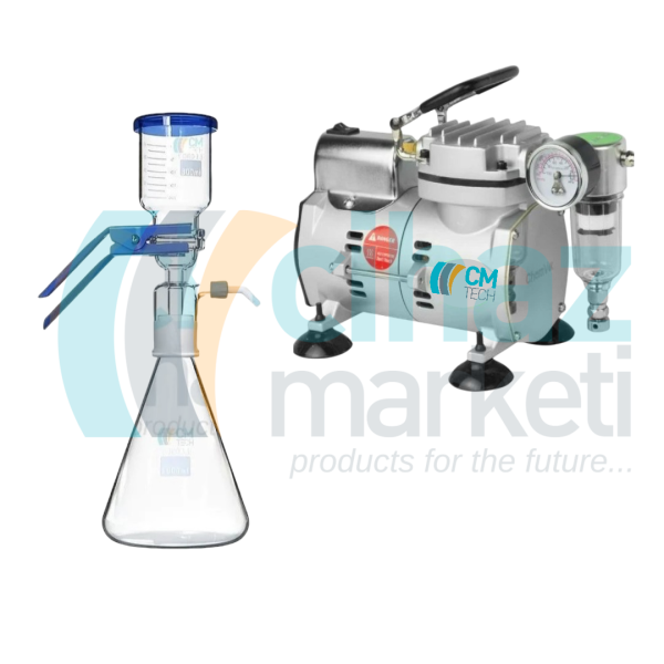 CMT-VFD-2000 + V-SA30 SET Cam Vakum Filtrasyon Süzme Seti  ve Yağsız Vakum Pompası