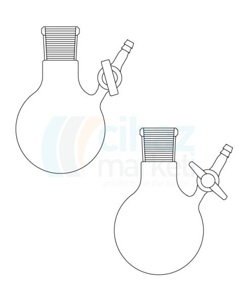Çalışkan Cam Teknik LG007.01.1403 Azot (Schlenk) balonu, Cam Musluklu 100 ml Hacim, NS: 14,5/23