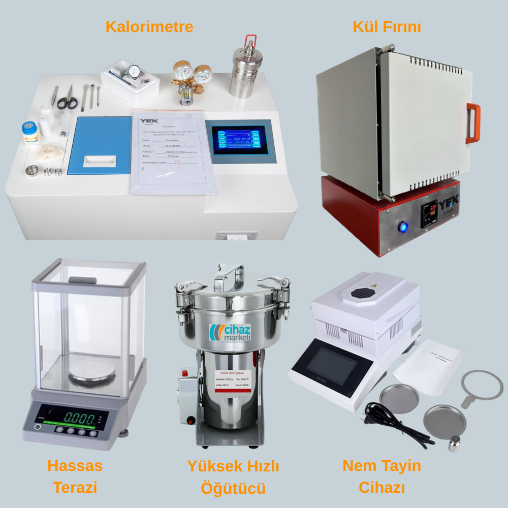 Kömür Isıl Değer Analizi Seti | Kalorimetre + Nem Tayin + Kül Fırını + Terazi + Öğütücü