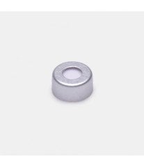ISOLAB 096.02.002 crimp kapak + septa - kırmızı kauçuk / TEF renksiz - yarıksız - N11 crimp vial için