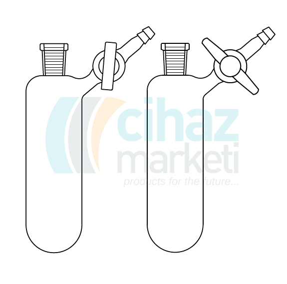 Çalışkan Cam Teknik LG007.04.0050  Azot (Schlenk) tüpü, Dişi şilifli, Cam Musluklu 50 ml Hacim, NS: 14,5/23