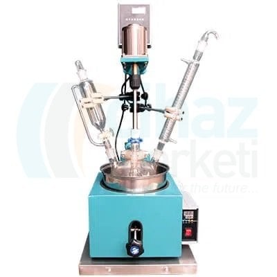 TOPTION TOPT-3L Ceketli Reaktör Seti 3 Lt, Metal Standlı, Karıştırıcılı, Cam Soğutuculu