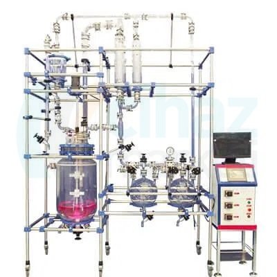 TOPTION TOPT-30L Ceketli Reaktör Seti 30 Lt, Metal Standlı, Karıştırıcılı, Cam Soğutuculu