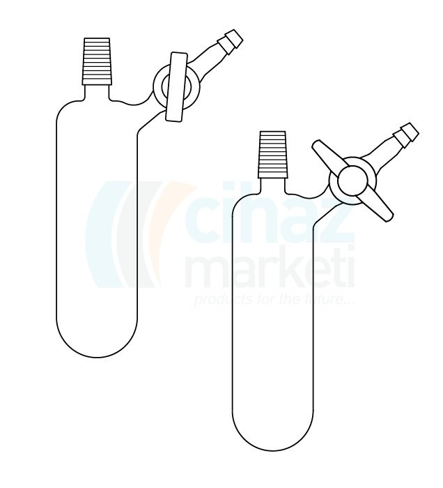 Çalışkan Cam Teknik LG007.07.0010  Azot (Schlenk) tüpü, Erkek şilifli, Teflon musluklu 10  ml Hacim, NS: 14,5/23