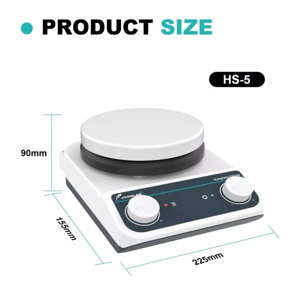 JOANLAB HS5 Analog Isıtıcılı Manyetik Karıştırıcı 2 L, 260 °C, 200~1500 rpm
