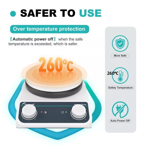 JOANLAB HS5 Analog Isıtıcılı Manyetik Karıştırıcı – Destek Çubuğu ve Kelepçeli Set - 2 L, 260 °C, 200~1500 rpm