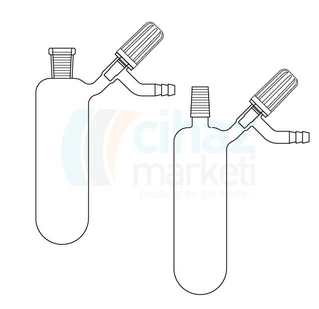 Çalışkan Cam Teknik LG007.08.0010  Azot (Schlenk) tüpü, Valf musluklu, Dişi  10  ml Hacim, NS: 14,5/23