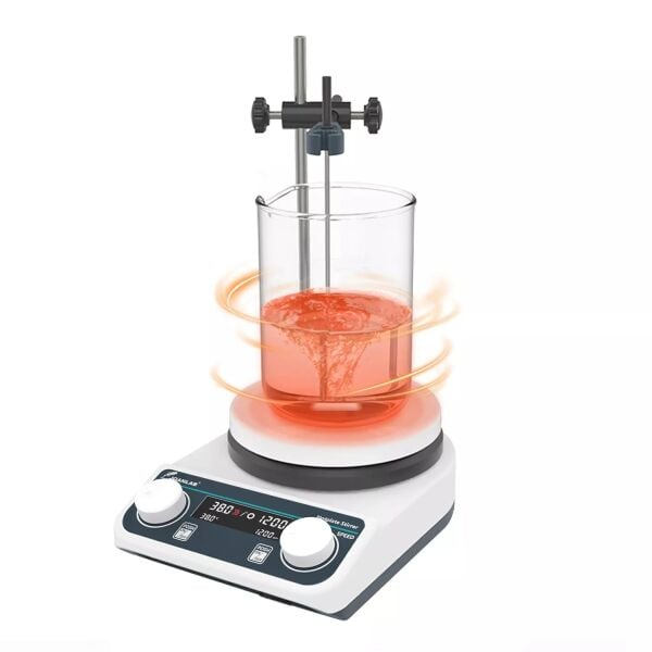 JOANLAB HS5C Dijital Isıtıcılı Manyetik Karıştırıcı Set, PT1000 Probu + Destek Çubuğu + Kelepçe, 2 L, 280 °C, 200~1500 rpm