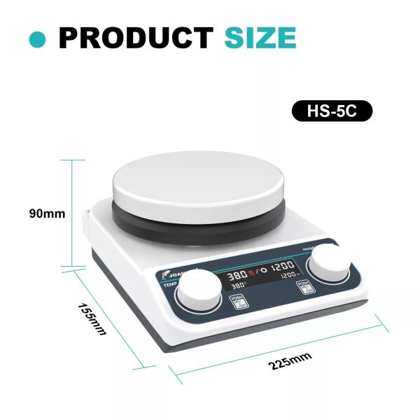 JOANLAB HS5C Dijital Isıtıcılı Manyetik Karıştırıcı Set, PT1000 Probu + Destek Çubuğu + Kelepçe, 2 L, 280 °C, 200~1500 rpm