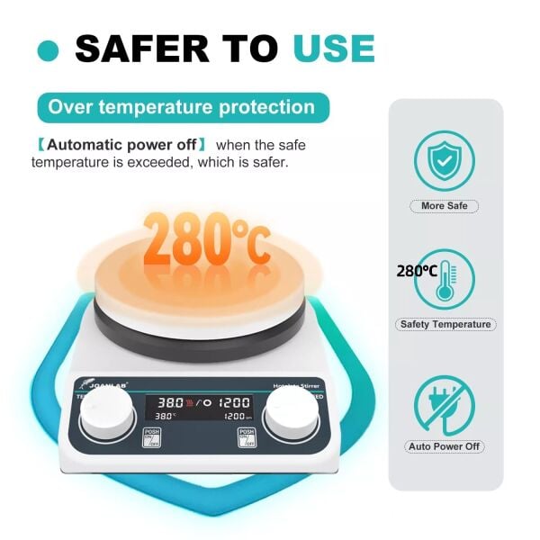 JOANLAB HS5C Dijital Isıtıcılı Manyetik Karıştırıcı Set, PT1000 Probu + Destek Çubuğu + Kelepçe, 2 L, 280 °C, 200~1500 rpm