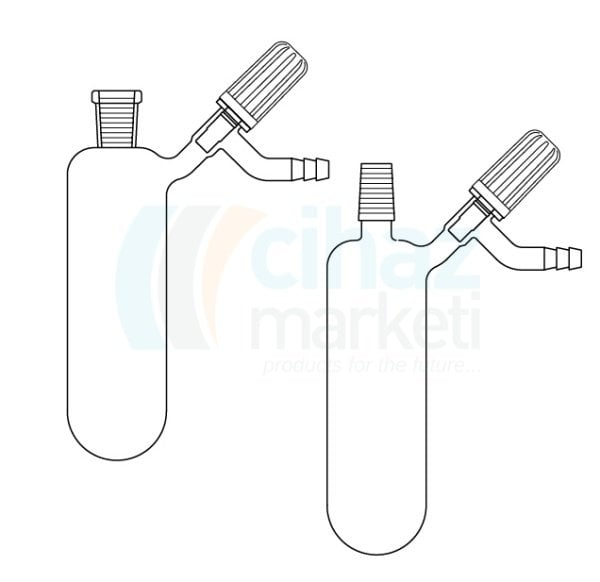 Çalışkan Cam Teknik LG007.08.0100  Azot (Schlenk) tüpü, Valf musluklu, Dişi 100  ml Hacim, NS: 14,5/23