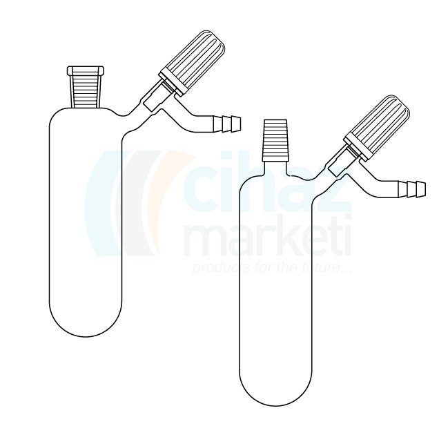 Çalışkan Cam Teknik LG007.09.0025  Azot (Schlenk) tüpü, Valf musluklu, Erkek şilifli 25  ml Hacim, NS: 14,5/23