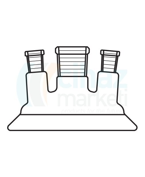 Çalışkan Cam Teknik LG026.03.1545 Reaktör İçin, Üç Boyunlu Kapak 150 Flanş Ölçüsü DN, NS: 45/40 - 29/32