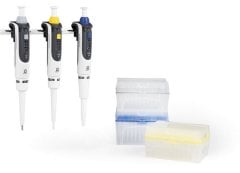 Brand Otomatik Pipet Seti 0,1-1 ul, 0,5-10 ul,10-100 ul pipetler, askıları ve kutulu uçları ile komple
