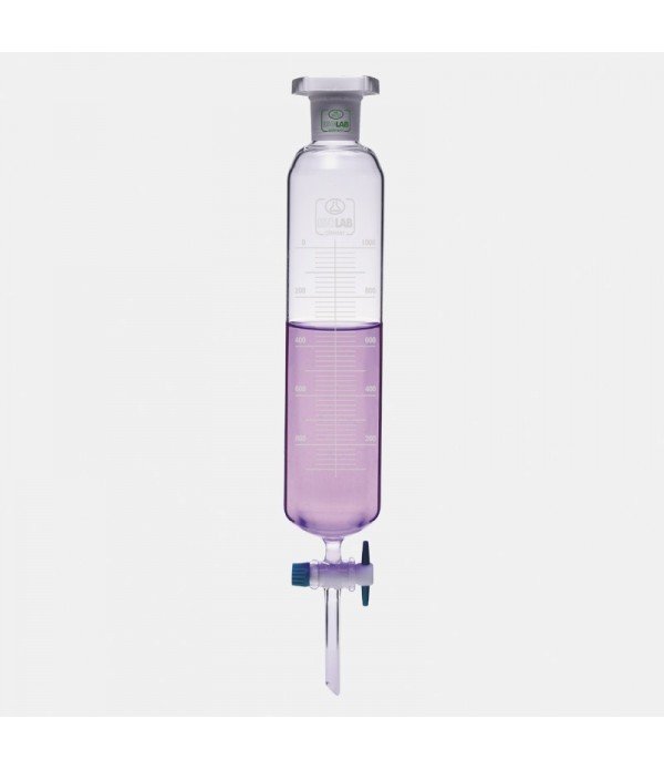 ISOLAB 031.06.100 ayırma hunisi - cam - silindirik - dereceli - PTFE musluklu - 100 ml