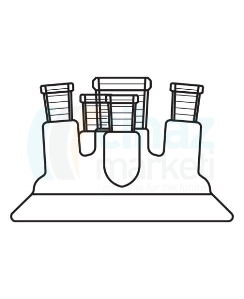 Çalışkan Cam Teknik LG026.05.1529 Reaktör İçin, Beş Boyunlu Kapak 150 Flanş Ölçüsü DN, NS: 29/32 - 29/32