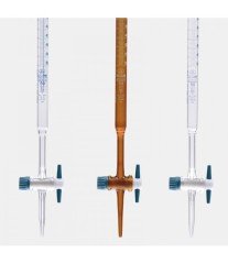 ISOLAB 018.01.010 büret - düz - amber - PTFE musluklu - AS kalite - grup sertifikalı - beyaz skala - 10 ml