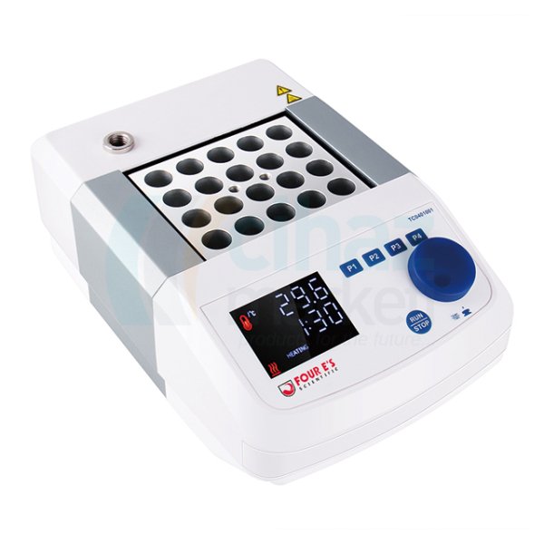 FOUR E’s TC0401001 Dijital Blok Isıtıcı Tek Blok Kapasiteli Oda Sıcaklığı +5 - 150°C Zaman Ayarlı PT1000 harici Sensör