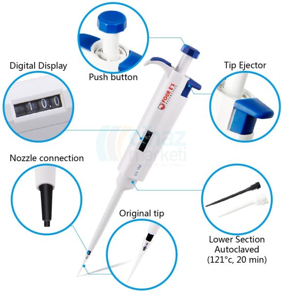 FOUR E’s 0.5-10μl Ayarlanabilir Otomatik Pipet
