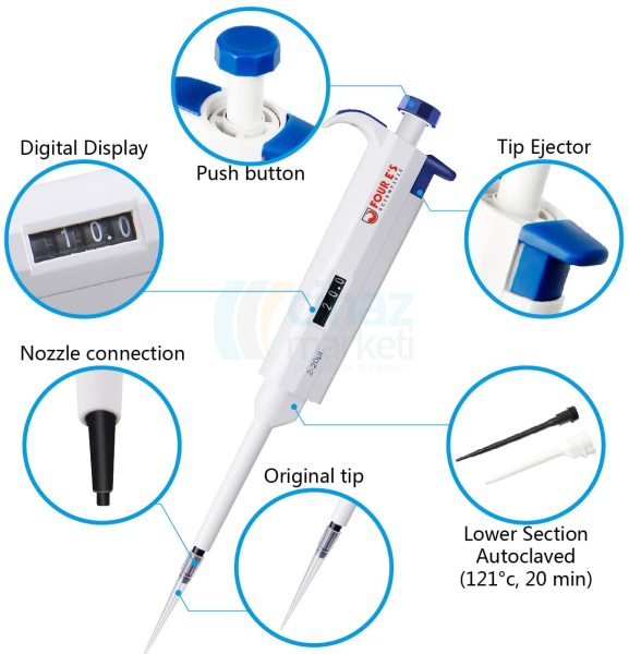 FOUR E’s 2-20μl Ayarlanabilir Otomatik Pipet