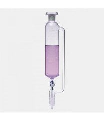 ISOLAB 032.03.100 damlatma hunisi - cam - silindirik - basınç borulu - dereceli - PTFE musluklu - 100 ml