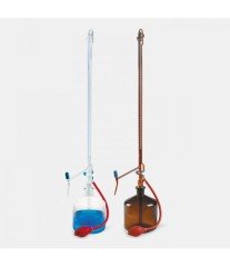 ISOLAB 019.05.025 büret - otomatik - amber - PTFE ara musluklu - AS kalite - grup sertifikalı - beyaz skala - 25 ml