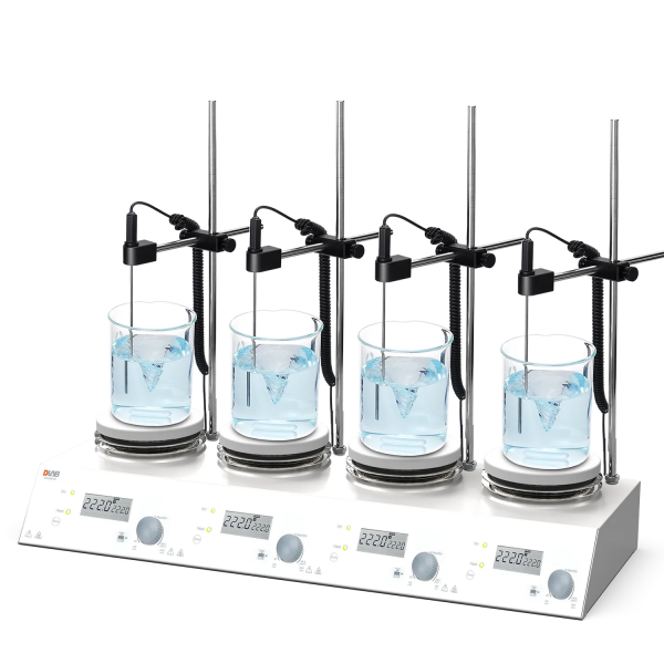 DLAB MS-H280-S4 Package 4 Kanallı LCD Dijital Isıtıcılı Manyetik Karıştırıcı, PT1000A Harici Sıcaklık Sensörü ve Destek Standı, 1500 rpm, 280 °C, 4 x 3 L
