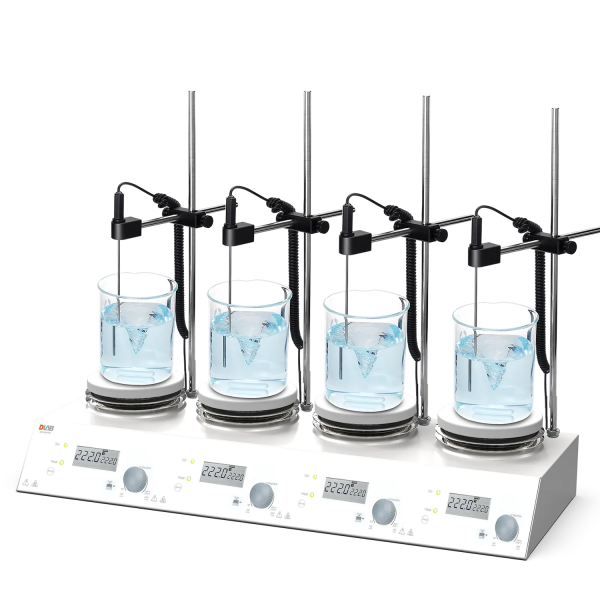 DLAB MS-H280-S4 Package 4 Kanallı LCD Dijital Isıtıcılı Manyetik Karıştırıcı, PT1000A Harici Sıcaklık Sensörü ve Destek Standı, 1500 rpm, 280 °C, 4 x 3 L