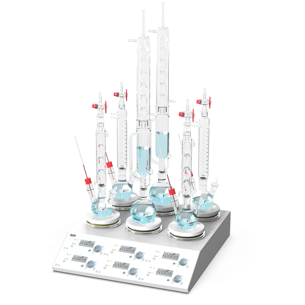 DLAB MS-H280-S6 6 Kanallı Dijital Isıtıcılı Manyetik Karıştırıcı, LCD, 1500rpm, 280 °C, 6 x 3 L