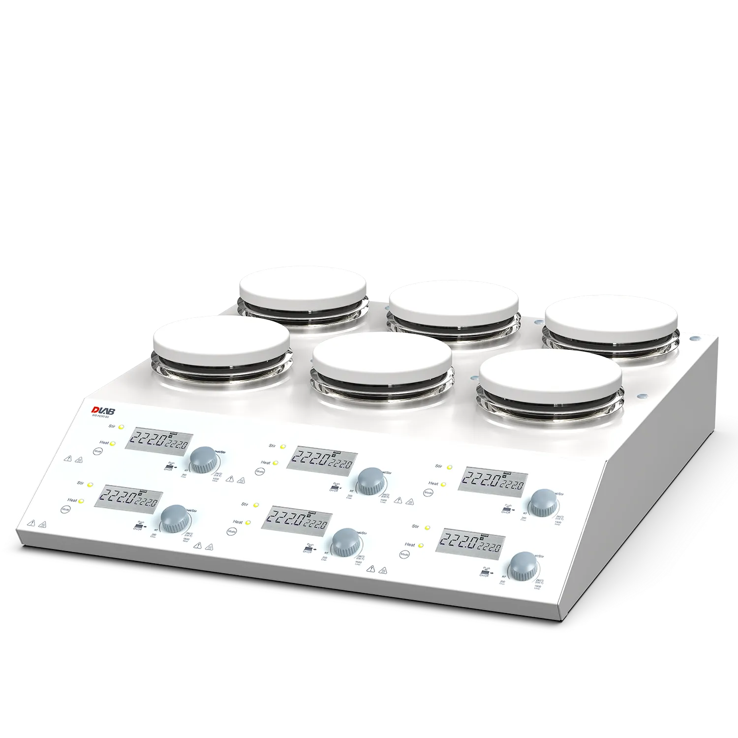 DLAB MS-H280-S6 6 Kanallı Dijital Isıtıcılı Manyetik Karıştırıcı, LCD, 1500rpm, 280 °C, 6 x 3 L