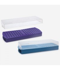 ISOLAB 080.06.002B mikrotüp standı - kapaklı - 2 yüzlü - mavi