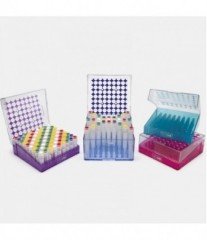 ISOLAB 093.01.001P cryo tüp kutusu - polikarbonat - 2 ml tüpler için - menteşeli kapaklı - mor