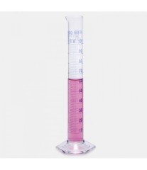 ISOLAB 015.01.010 mezür - uzun form - hexagonal cam tabanlı - A kalite - grup sertifikalı - mavi skala - 10 ml