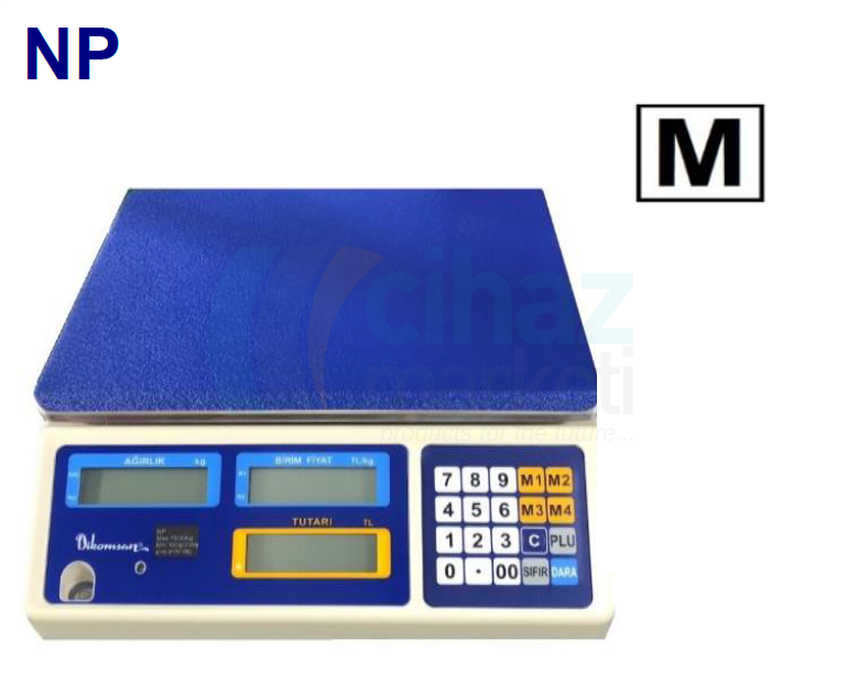 Dikomsan NP-15 Onaylı Fiyat Hesaplamalı Terazi 6 kg / 2 g ~ 15 kg / 5 g