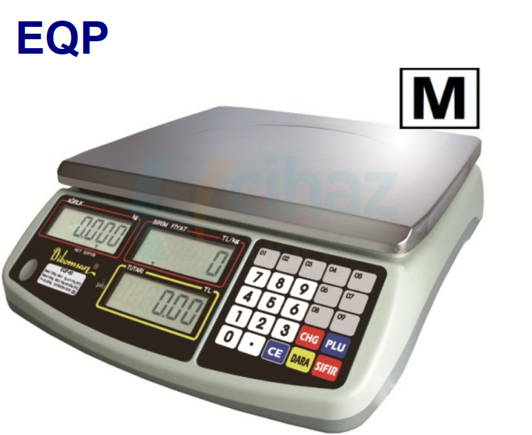 Dikomsan EQP-105 Onaylı Fiyat Hesaplamalı Terazi 60 kg / 20 g ~ 105 kg / 50 g