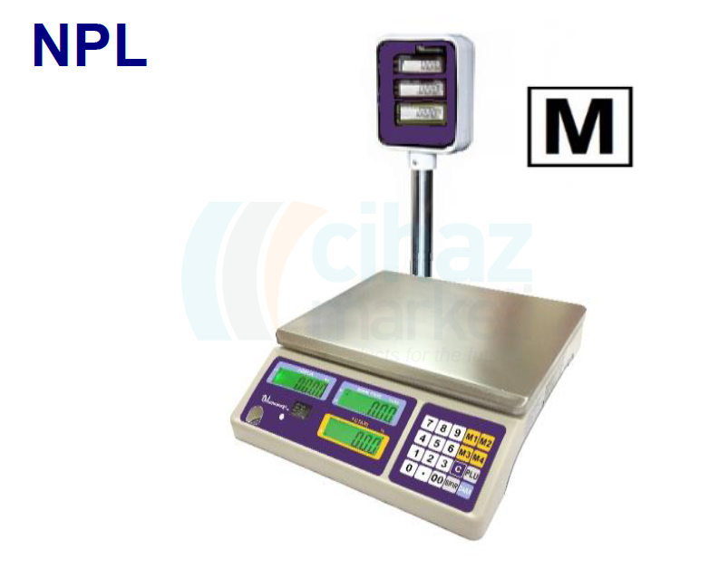 Dikomsan NPL-15 Onaylı Fiyat Hesaplamalı Boyunlu Terazi 6 kg / 2 g ~ 15 kg / 5 g