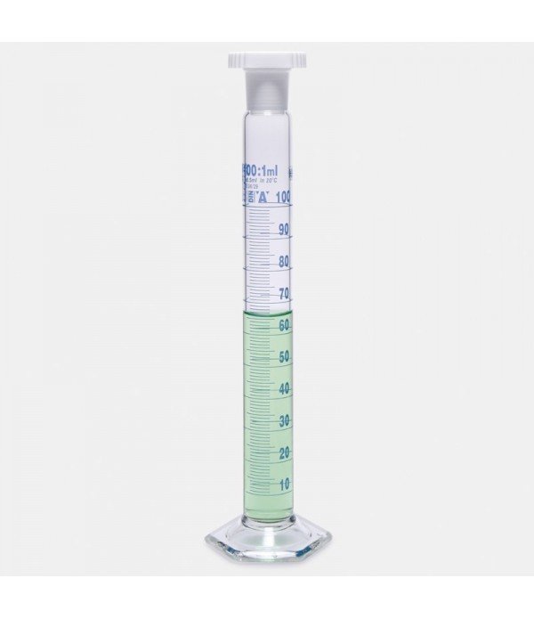 ISOLAB 016.01.500 mezür - çalkalama - hexagonal cam tabanlı - A kalite - grup sertifikalı - mavi skala - 500 ml