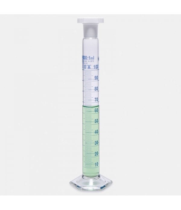 ISOLAB 016.01.901 mezür - çalkalama - hexagonal cam tabanlı - A kalite - grup sertifikalı - mavi skala - 1000 ml