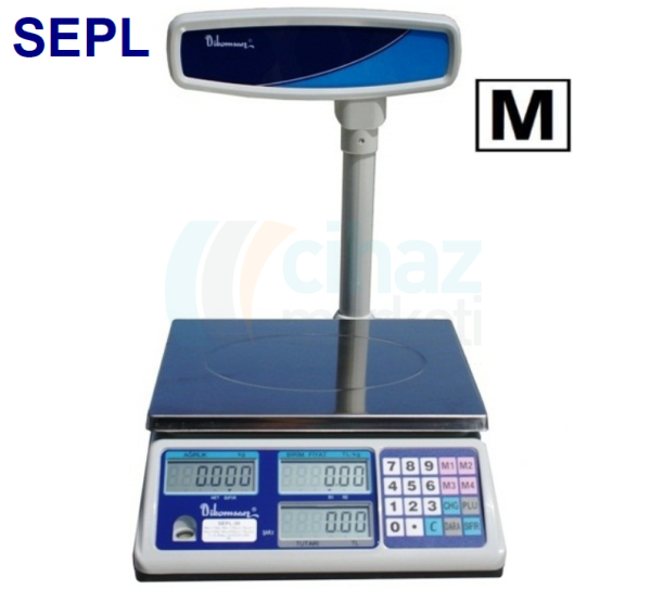Dikomsan SEPL-15 Onaylı Fiyat Hesaplamalı Boyunlu Terazi 6 kg / 2 g ~ 15 kg / 5 g