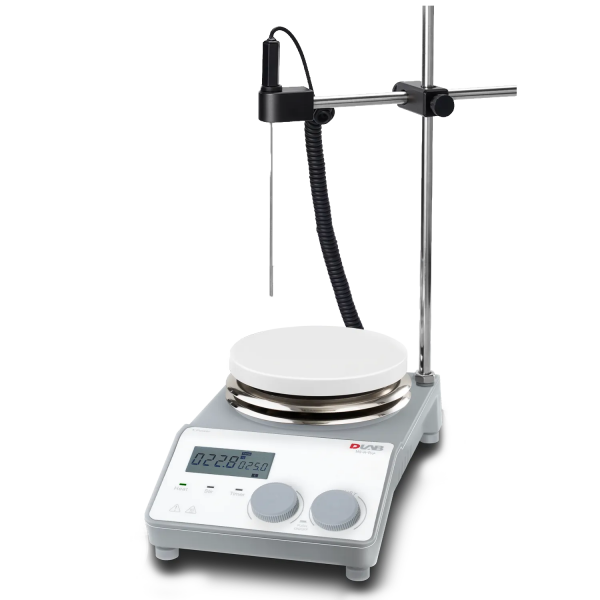 DLAB MS-H-ProA Package-2 LCD Dijital Manyetik Isıtıcılı Karıştırıcı, PT1000A Harici Sıcaklık Sensörü ve Destek Standı 340°C 20 L 1500rpm