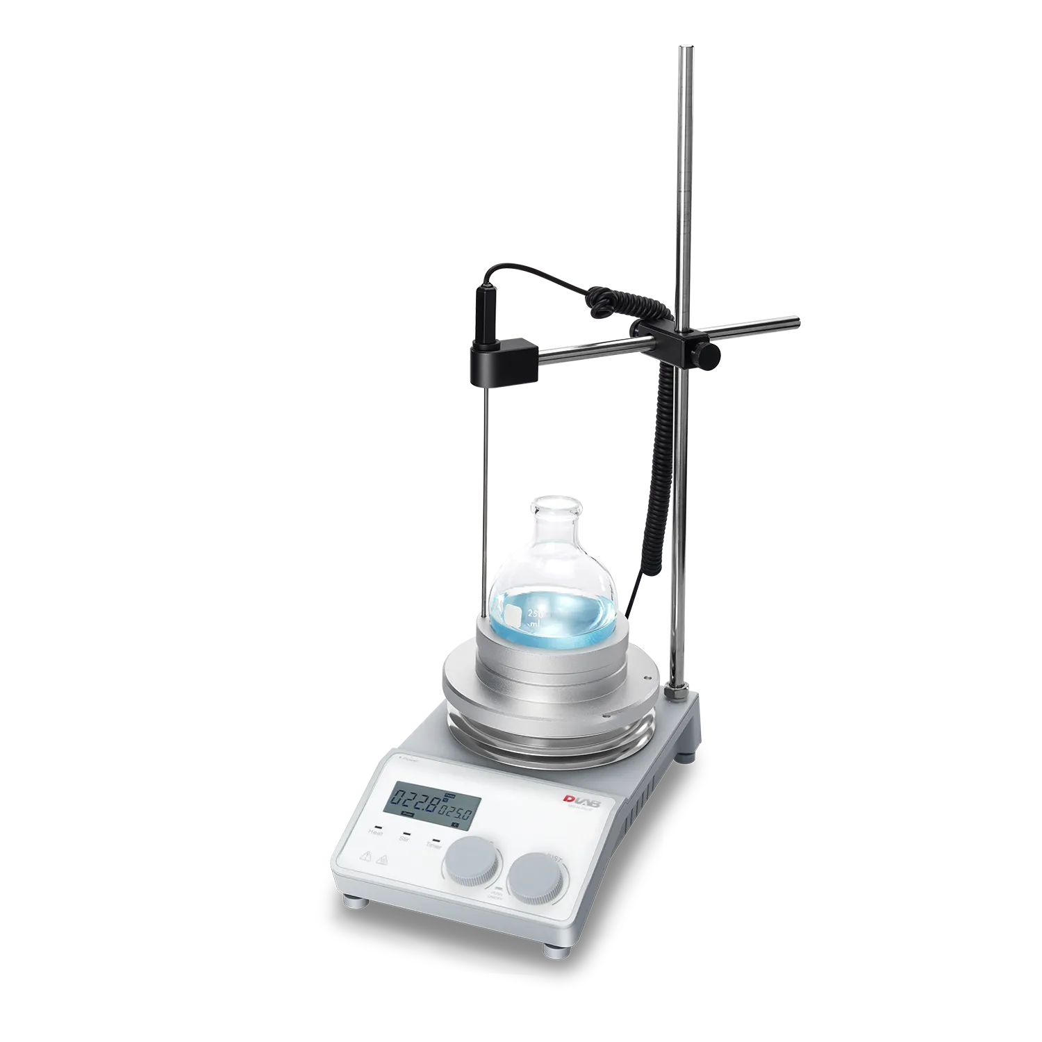 DLAB MS-H-ProM Package-2 LCD Dijital Isıtıcılı Manyetik Karıştırıcı Timerlı, PT1000A Harici Sıcaklık Sensörü ve Destek Standı, 340°C 20 L 1500 rpm