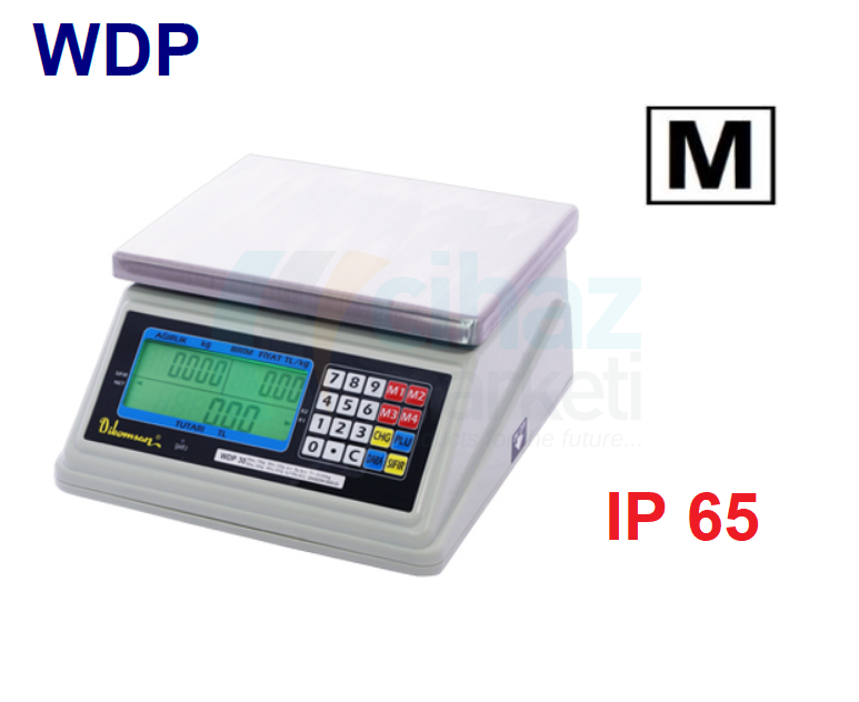 Dikomsan WDP-30 Suya Karşı Korumalı Fiyat Hesaplamalı Terazi 15 kg / 5 g ~ 30 kg / 10 g